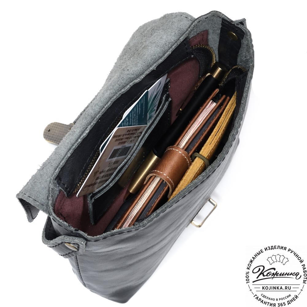  Кожаная сумка "Калифорния Нью" (чёрная)